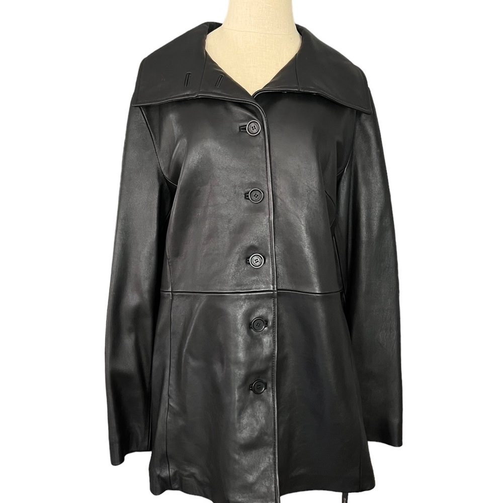 Tahari new with tags, black leather jacket size large